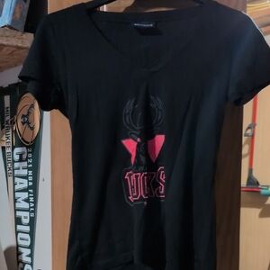 Black V-Neck Women's Top